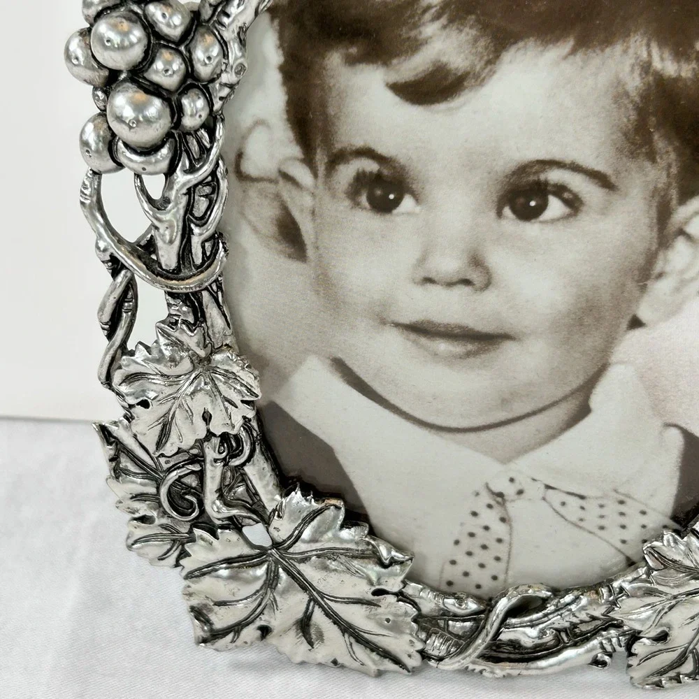 Arthur Court Pewter Silver Picture Frame Grapevines Vintage 1998 Grapes Leaves
